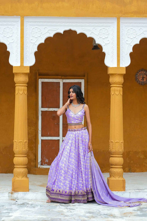 Purple Banarsi Silk Lehenga