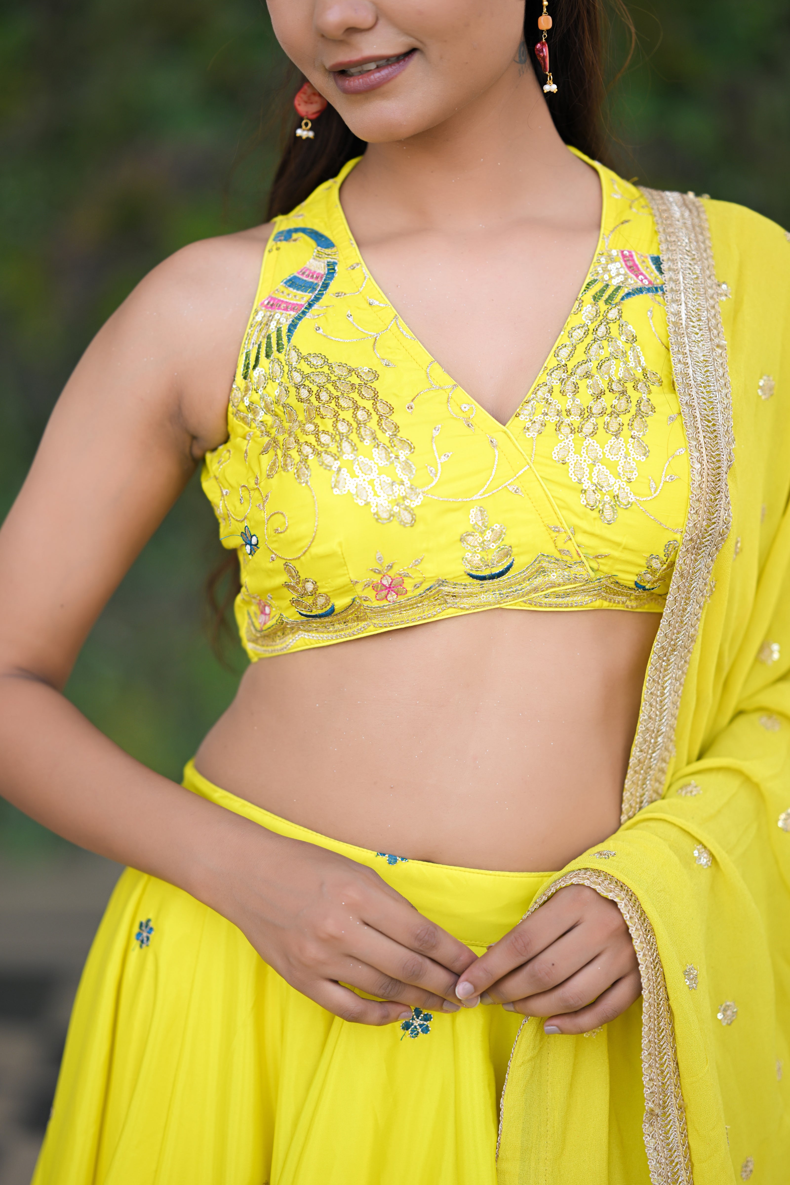 Bright Yellow Sparkle Embellished Lehenga