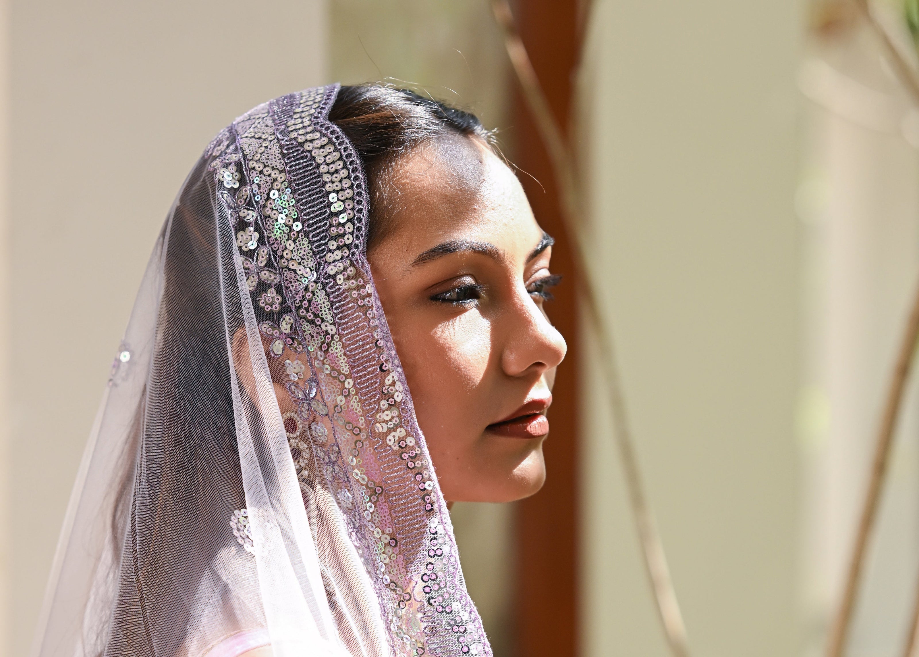 Lavender Multicolor Floral Embroidered Organza Lehenga