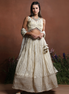 Sleeveless Off-White Embroidered Silk Lehenga - Liza’s Fashion