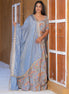 Dusty Blue Multicolor Embroidered Georgette Lehenga