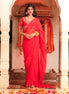 Red Hand Embroidered Georgette Saree