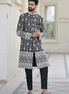 Black and White Embroidered Sherwani