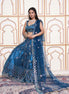 Dark Cerulean Sparkle Embroidered Net Lehenga