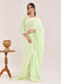 Mint Green Hand-Embroidered Georgette Saree