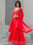 Scarlet Red Embroidered Georgette Lehenga