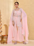 Light Pink Hand-Embroidered Georgette Sharara Suit
