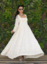 White and Beige Thread Embroidered Georgette Anarkali