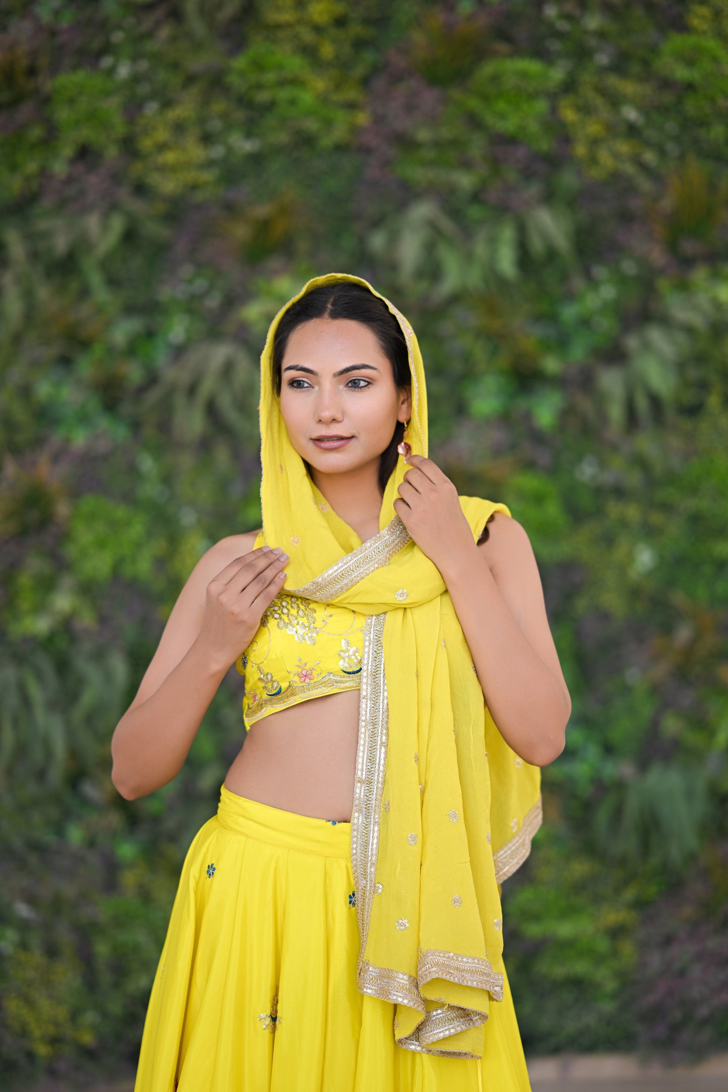 Bright Yellow Sparkle Embellished Lehenga