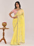 Yellow Hand-Embroidered Georgette Saree