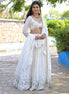 White Multicolor Floral Embroidered Georgette Lehenga