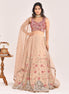 Gold and Red Embroidered Raw Tissue Lehenga