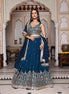 Navy Blue Embroidered Georgette Lehenga