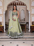 Light Green and Green Embroidered Georgette Lehenga