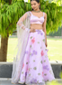 Lavender Multicolor Floral Embroidered Organza Lehenga