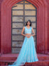 Light Blue Hand Embroidered Net Lehenga