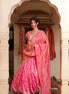 Pink and Purple Embroidered Banarasi Silk Lehenga