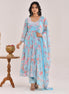 Sky Blue Floral Printed Hand-Embroidered Georgette Anarkali Suit