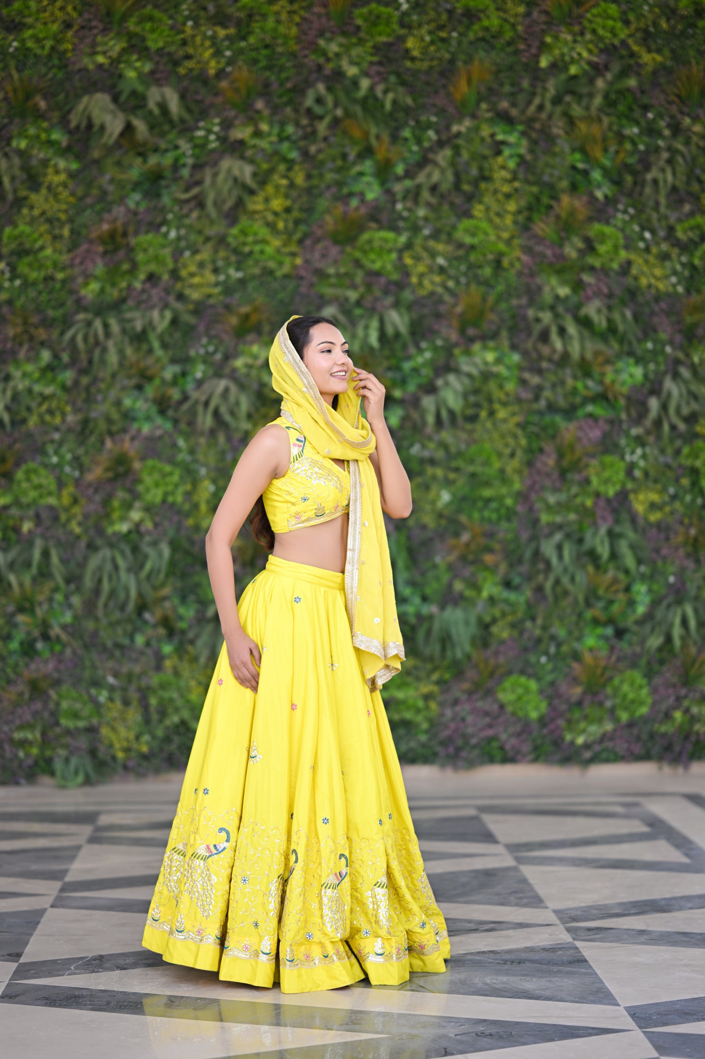 Bright Yellow Sparkle Embellished Lehenga