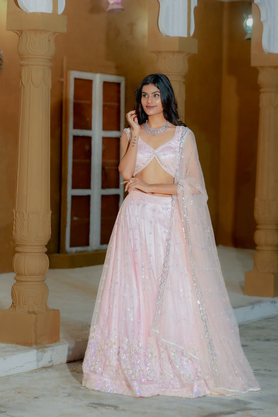 Pink Handwork Lehenga