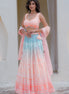 Multicolor Blend Embroidered Georgette Lehenga