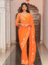 Orange Hand Embroidery Georgette Saree