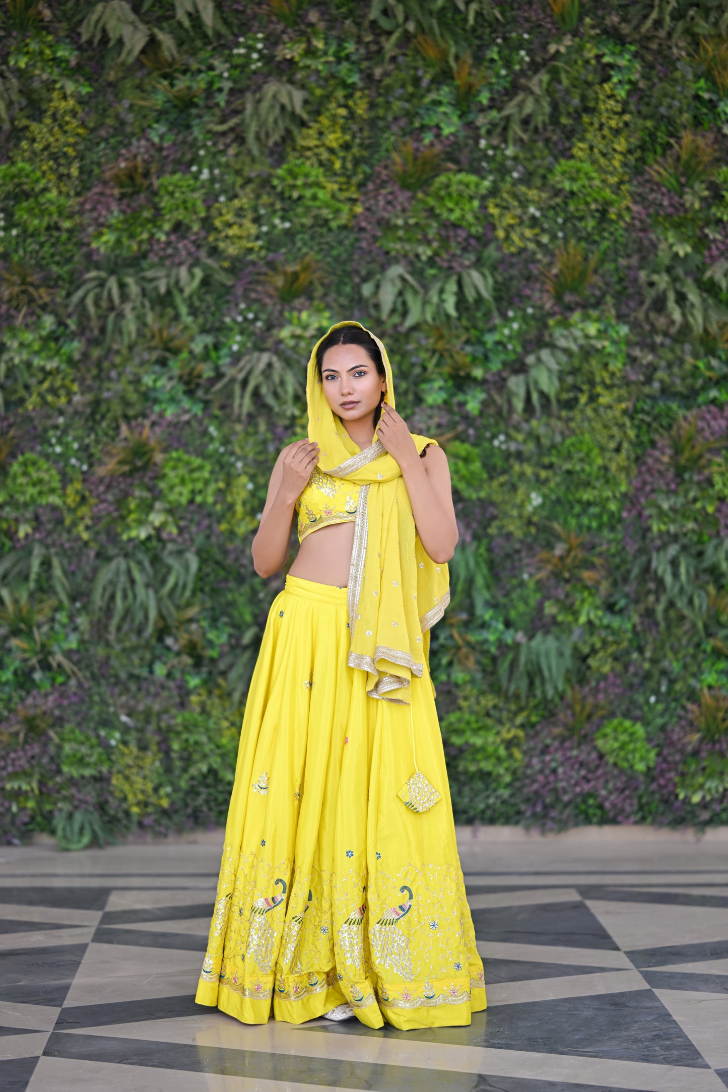 Bright Yellow Sparkle Embellished Lehenga
