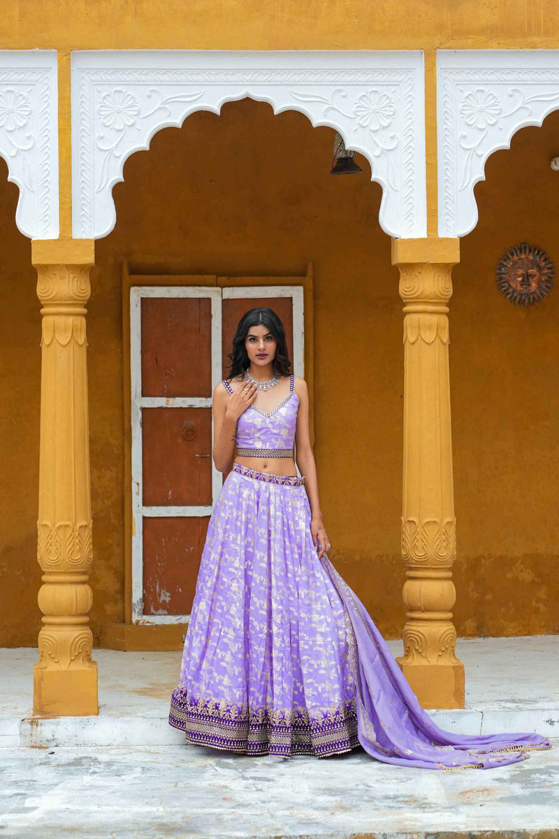 Purple Banarsi Silk Lehenga