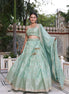 Mint Green Embroidered Raw Silk Lehenga