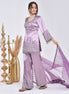 Mauve Hand-Embroidered Satin Sharara Suit