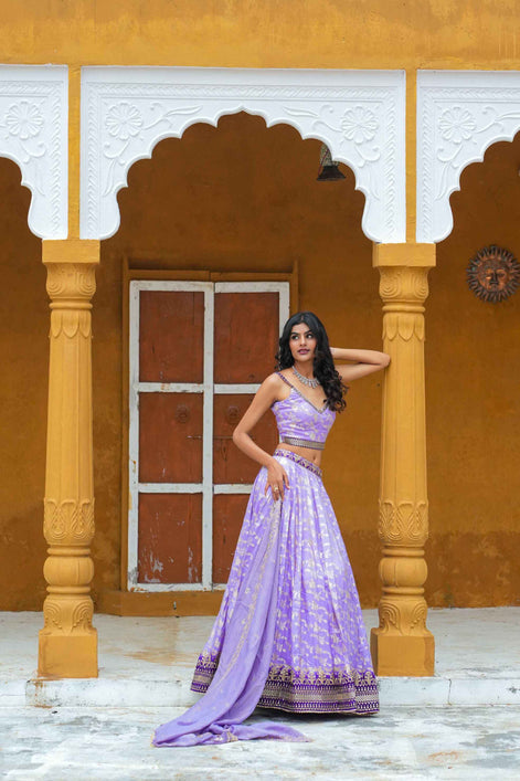 Purple Banarsi Silk Lehenga