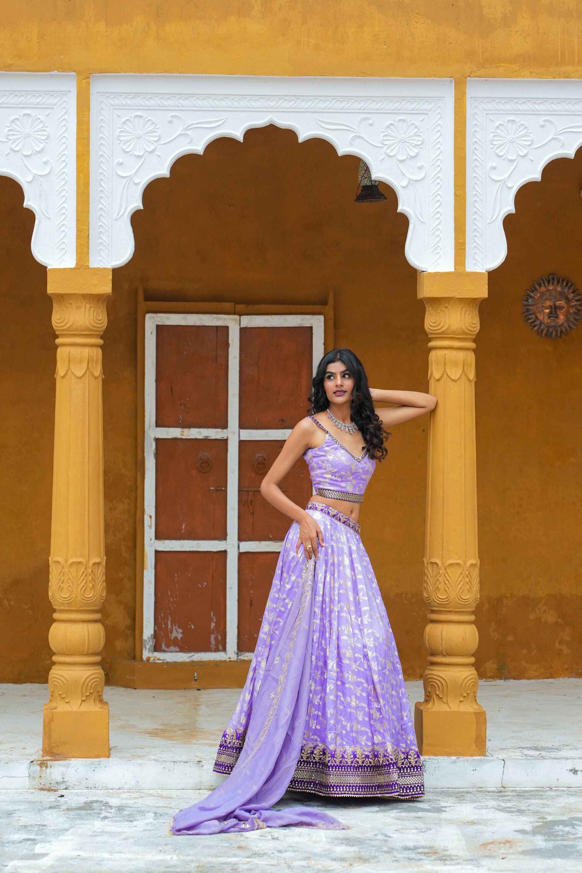 Purple Banarsi Silk Lehenga
