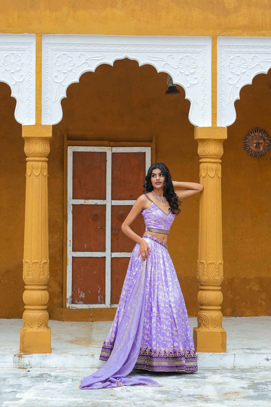 Purple Banarsi Silk Lehenga