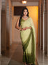 Light Green and Moss Green Hand Embroidered Georgette Saree