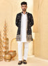 Black Embroidered Raw Silk Indo-Western Jacket Set