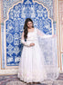 White Floral Embroidered Anarkali Style Net Lehenga