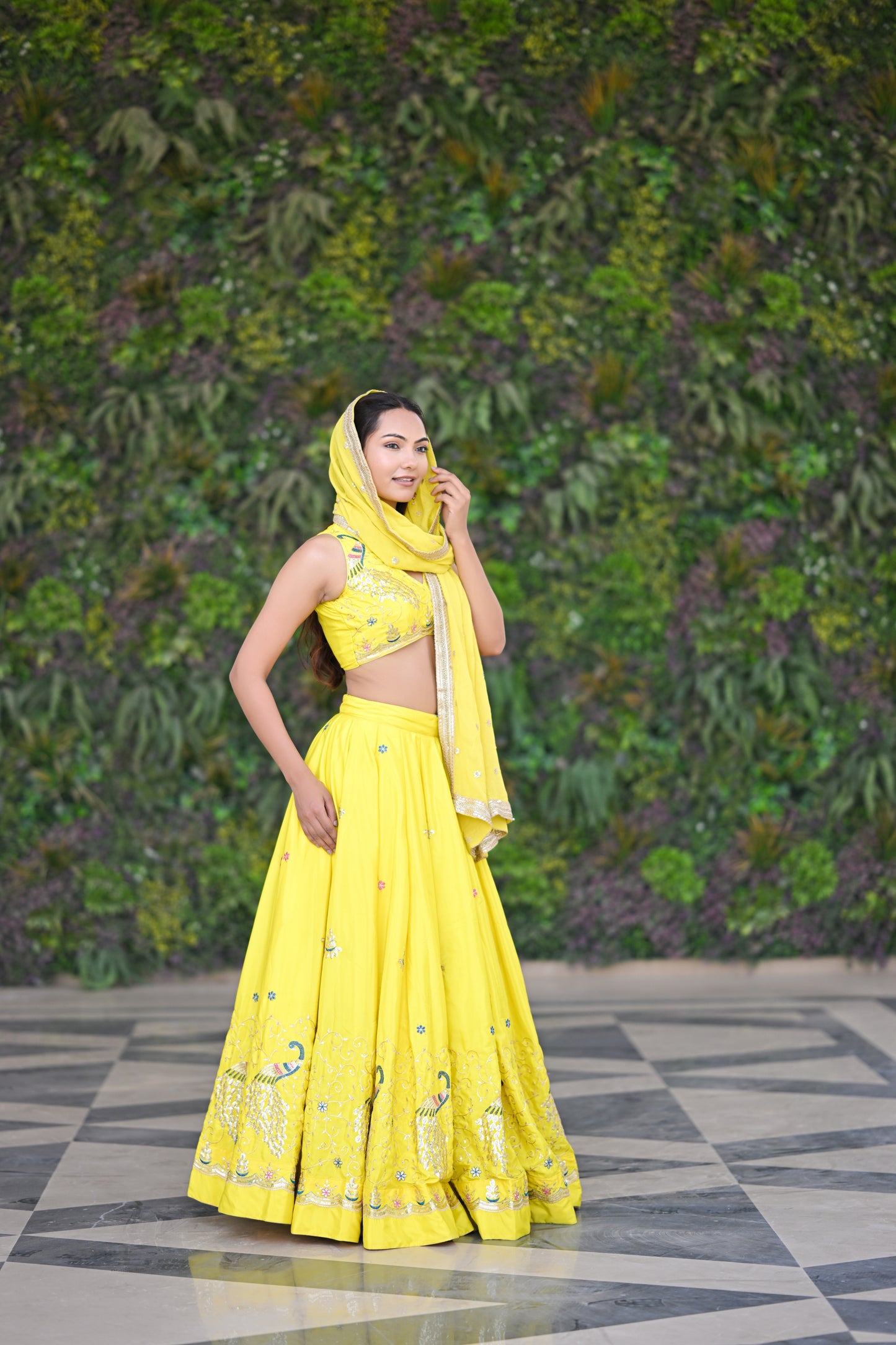 Bright Yellow Sparkle Embellished Lehenga