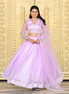 Lavender Pink Sparkle Embroidered Net Lehenga