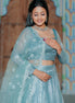 Light Blue Embroidered Chiffon Lehenga