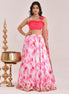 Pink Floral Hand-Embroidered Satin Silk Lehenga
