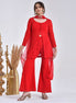 Bright Red Hand-Embroidered Georgette Sharara Suit