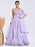 Lavender Hand-Embroidered Organza Lehenga