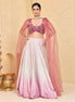 Tricolor Hand-Embroidered Shimmer Lycra Lehenga