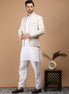 Cream Multicolor Silk Nehru Jacket Set