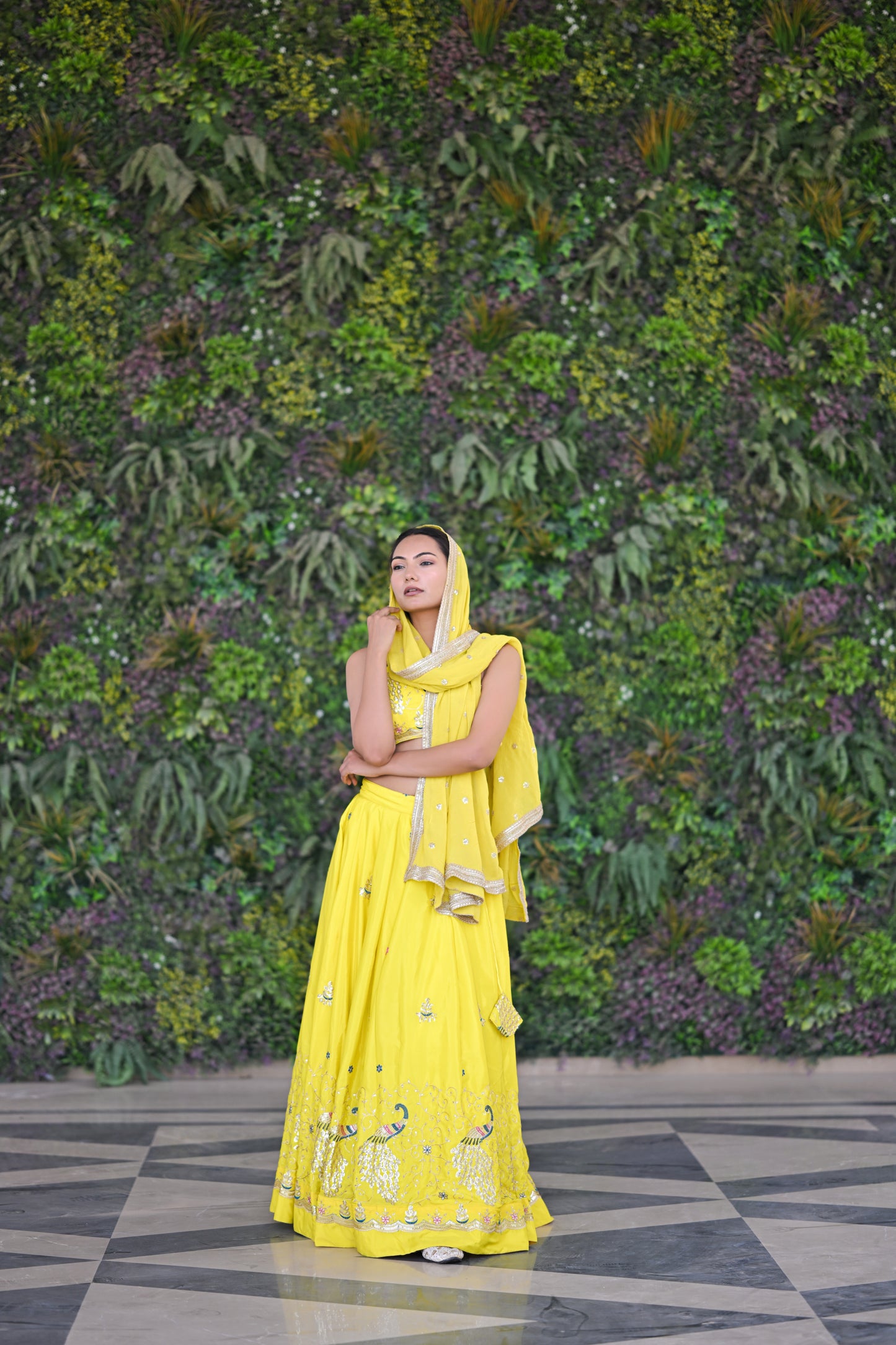 Bright Yellow Sparkle Embellished Lehenga