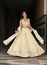 Off-White and Beige Embroidered Silk Lehenga