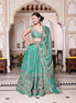 Teal Green Floral Embroidered Silk Lehenga