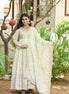 Beige Multicolor Floral Embroidered Silk Anarkali