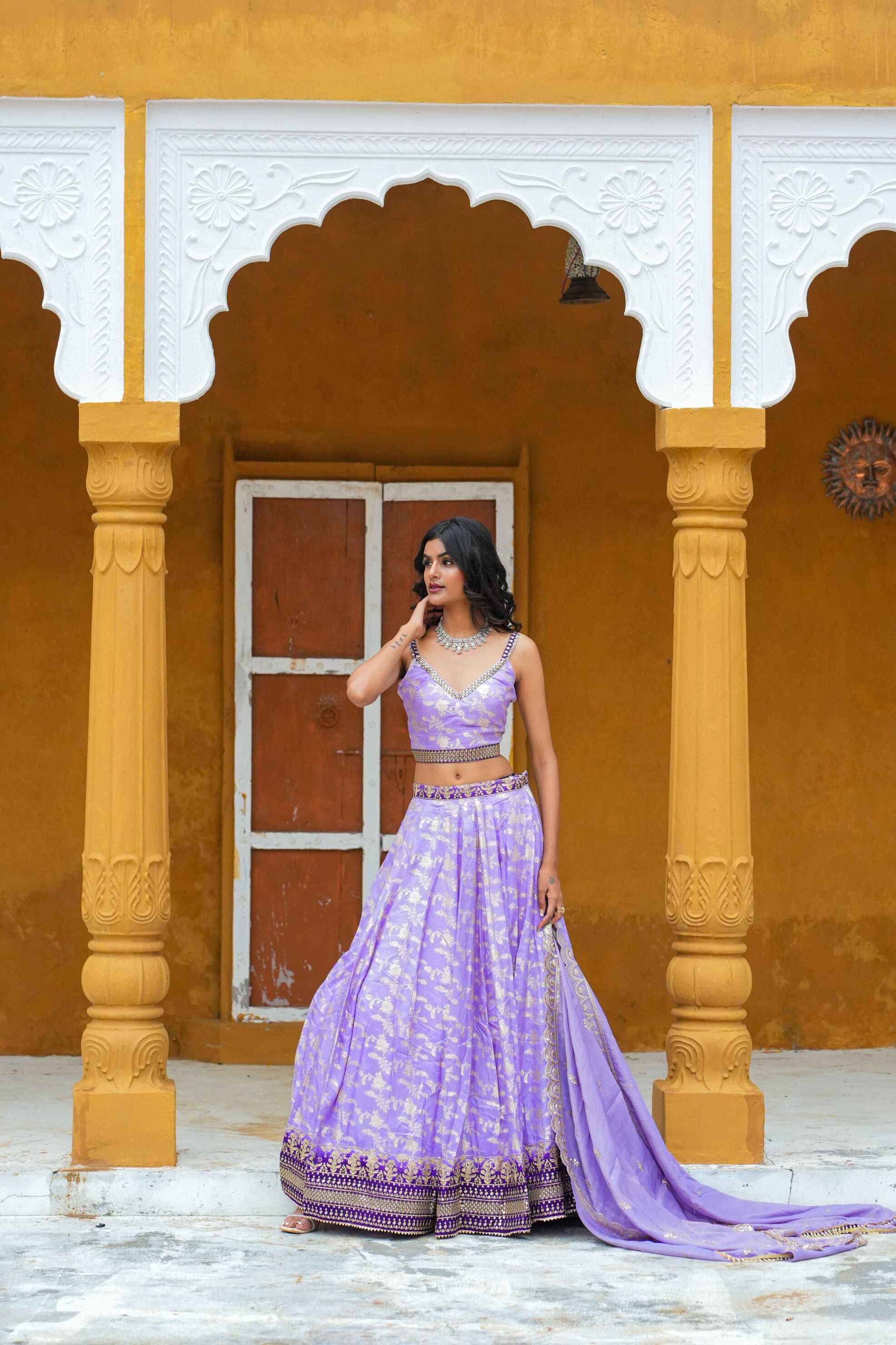 Purple Banarsi Silk Lehenga