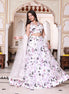 White Multicolor Floral Embroidered Net Lehenga